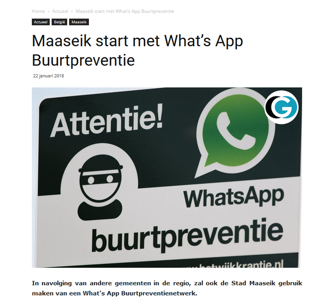Maaseik start What’s App Buurtpreventienetwerk