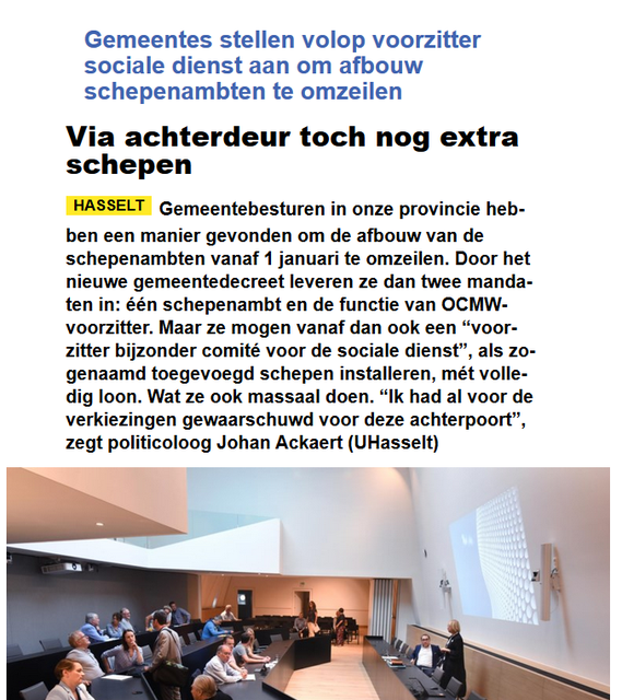 Ook toekomstig gemeentebestuur Maaseik omzeilt afbouw schepenmandaten