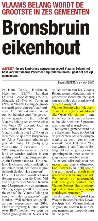 Burgemeester reageert zeer matuur op overwinning Vlaams Belang