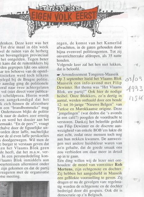 Terugblik: Vlaams Blok Maaseik 3 september 1993