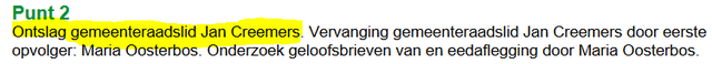 Creemers verdwijnt uit de gemeenteraad