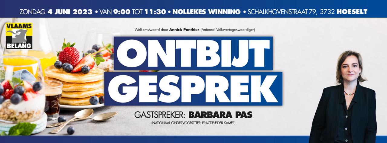 Ontbijtgesprek met Barbara Pas op zondag 4 juni '23!