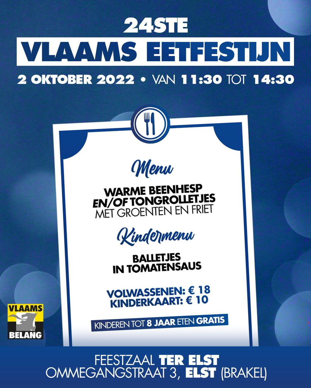 Zondag 2 oktober: Vlaams eetfestijn!