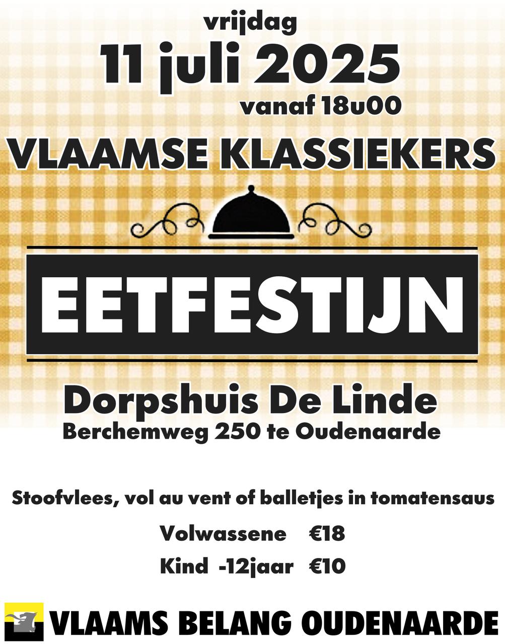 Eetfestijn "Vlaamse Klassiekers" – Vlaams Belang Oudenaarde nodigt u uit!