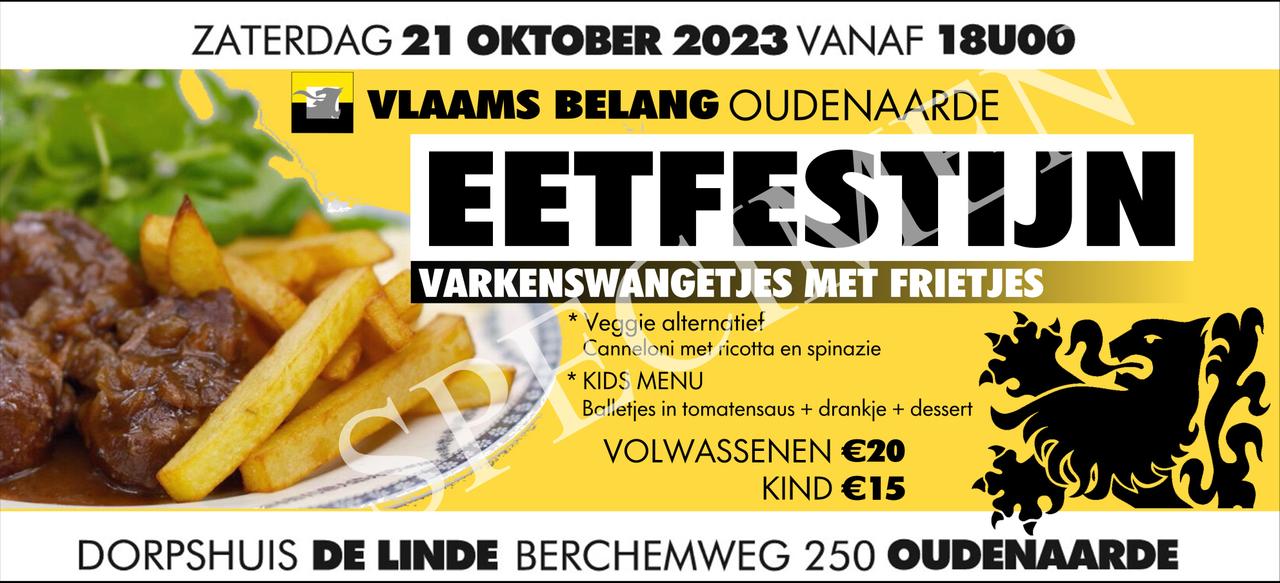 Eetfestijn Vlaams Belang Oudenaarde zondag 21 oktober 2023