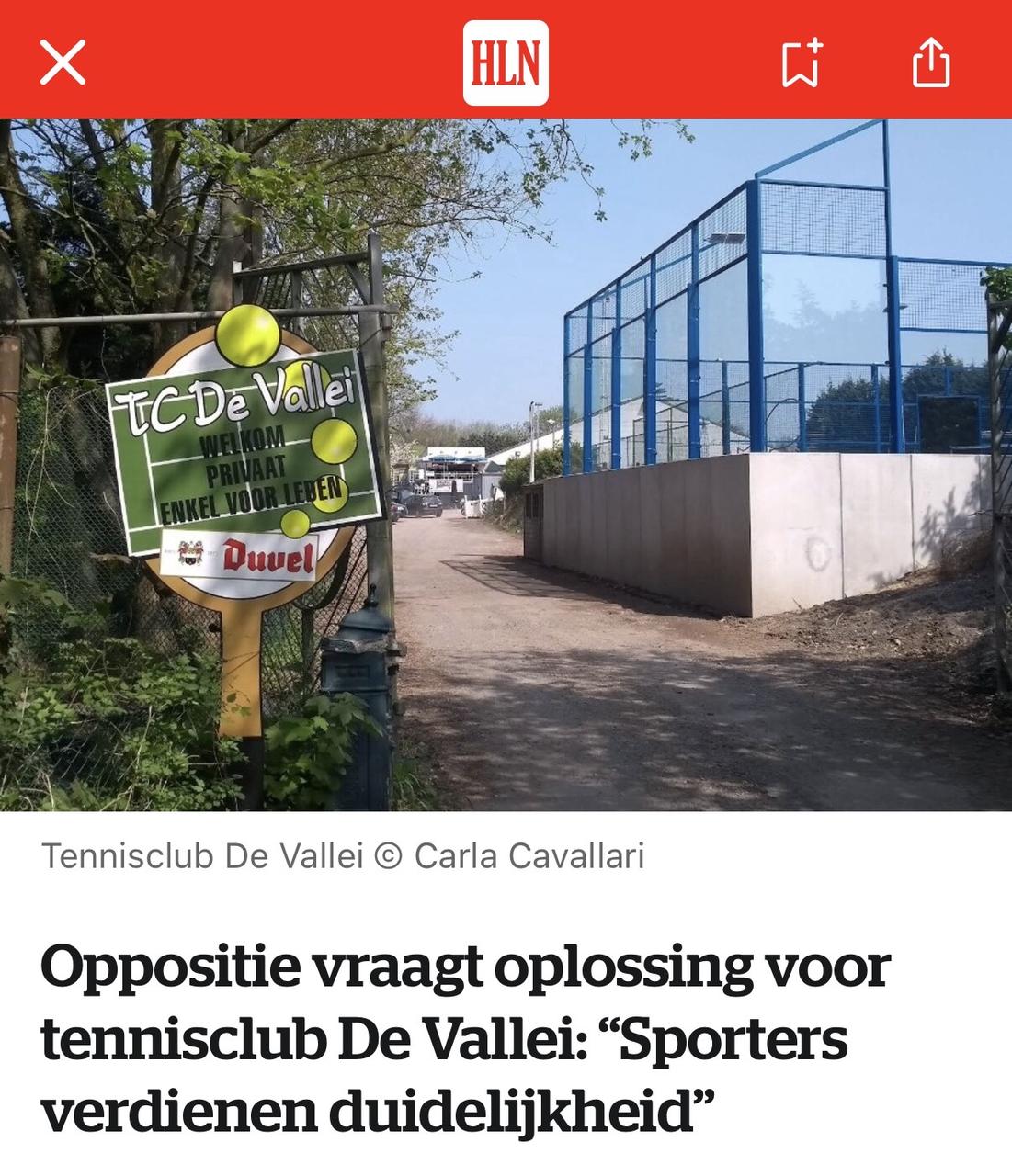 Oppositie vraagt oplossing voor tennisclub De Vallei: “Sporters verdienen duidelijkheid”