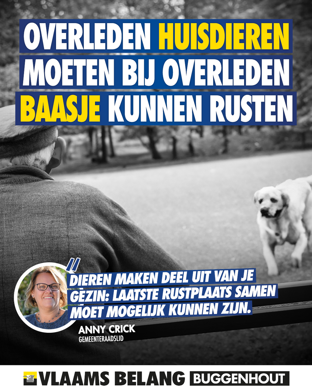 Urne overleden huisdier moet bij overleden eigenaar kunnen worden bijgezet