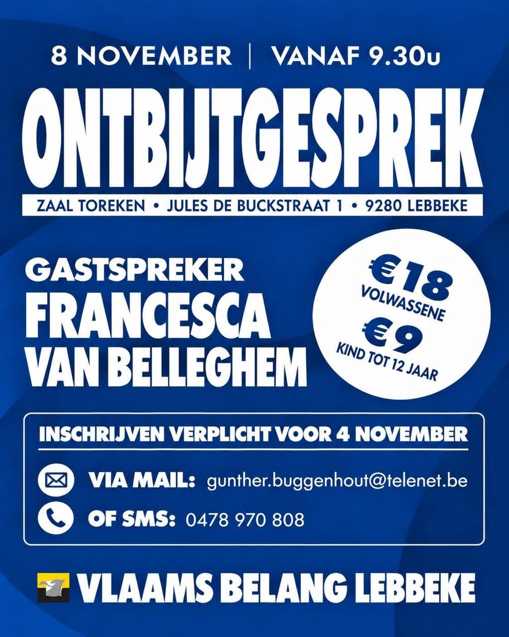 Ontbijtgesprek met Francesca Van Belleghem, schrijf nu in!