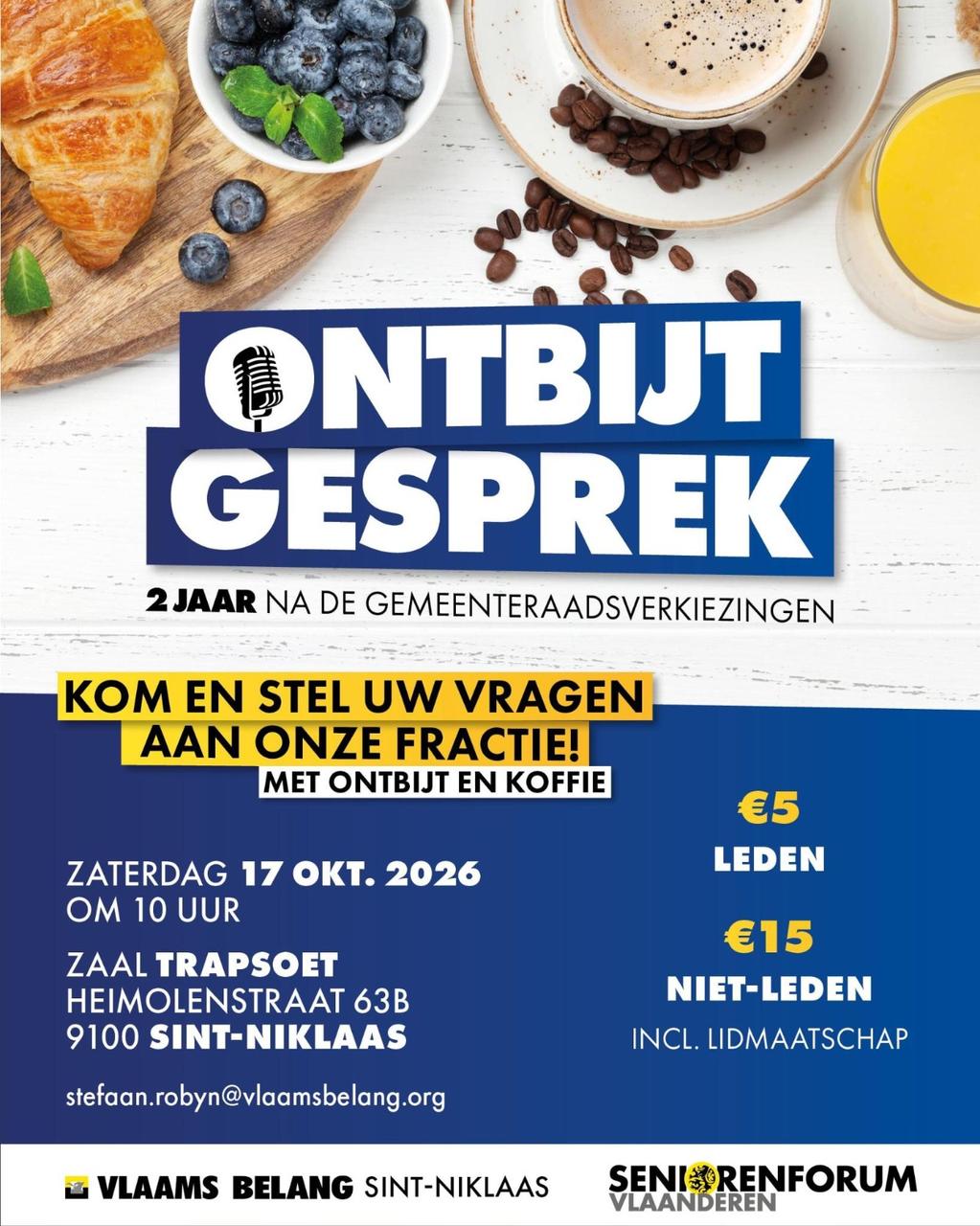 Ontbijtgesprek: tijdig inschrijven graag!