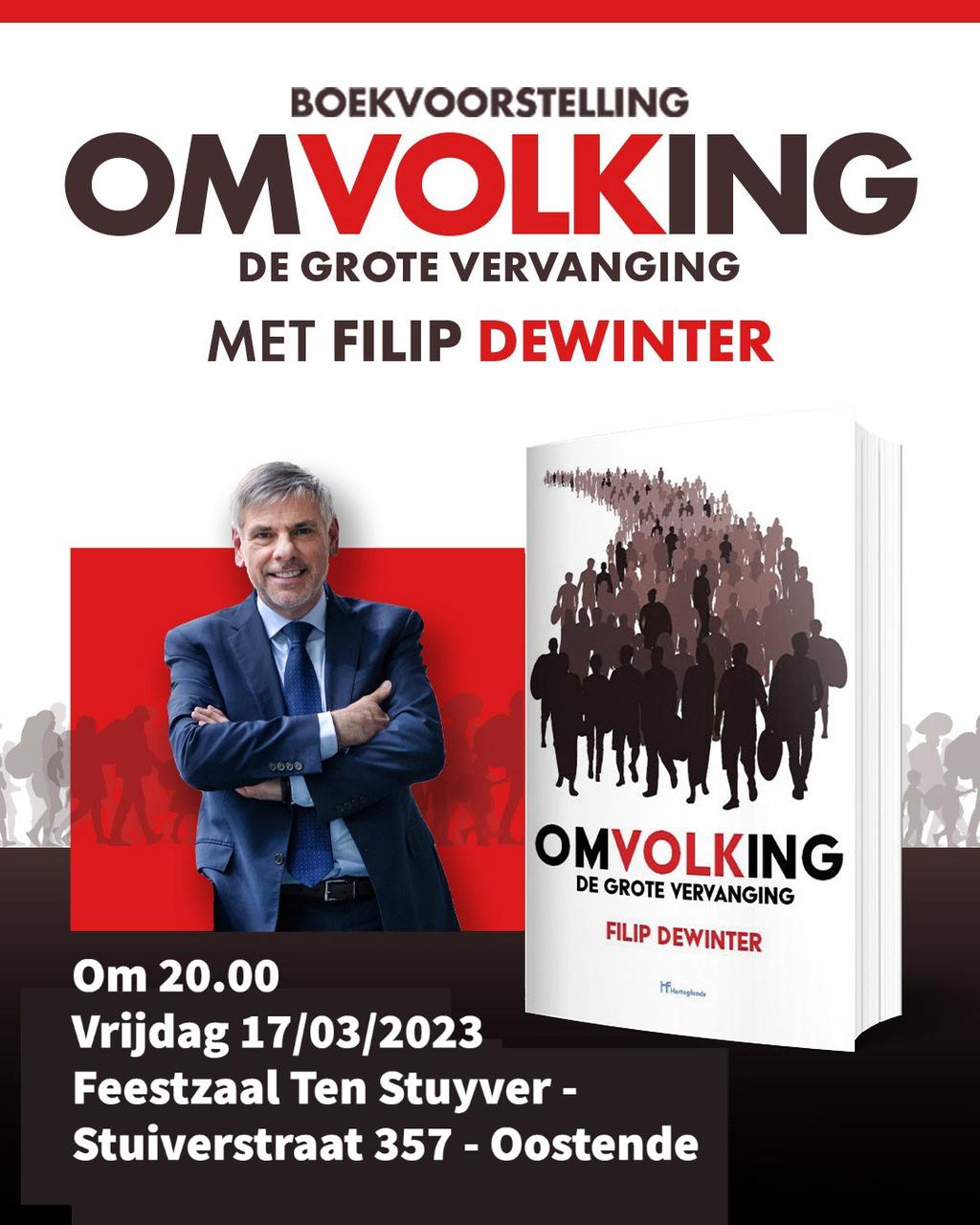 Boekvoorstelling Omvolking " De grote vervanging" met Filip Dewinter