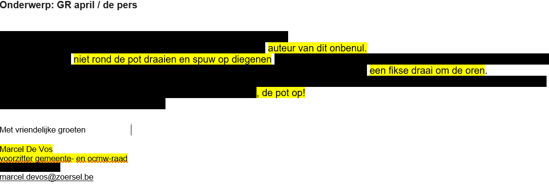 Positie Zoerselse gemeenteraadsvoorzitter is onhoudbaar.