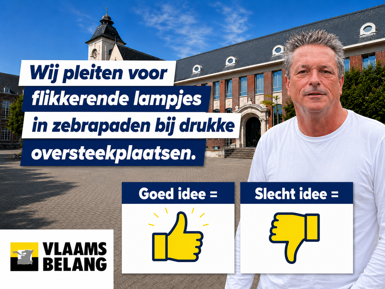 Vlaams Belang Zoersel pleit voor flikkerende lampen in het zebrapad bij drukke oversteekplaatsen