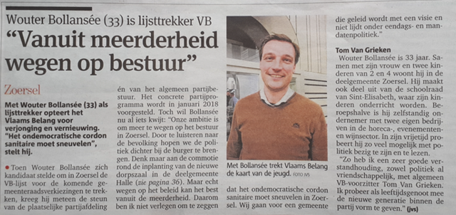 Artikel GVA Aankondiging Lijsttrekker VB