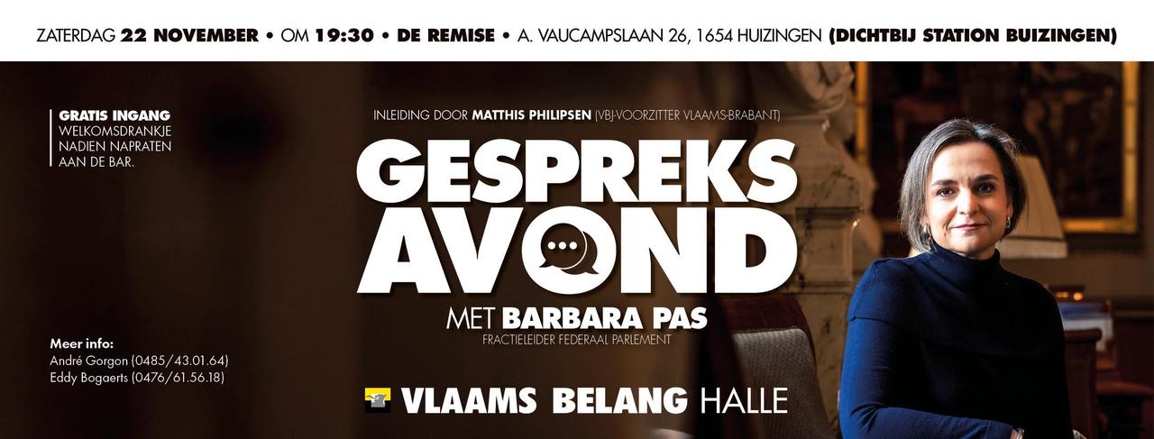 Gespreksavond in Huizingen met Barbara Pas: “Vlaanderen draait op voor Belgische stilstand”