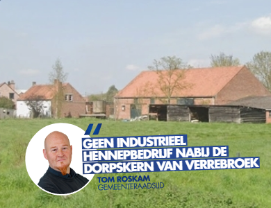 Geen industrieel hennepbedrijf nabij de dorpskern van Verrebroek