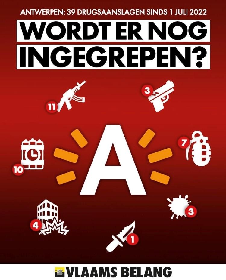 39 aanslagen in Antwerpen sinds 1 juli: Inzet leger nodig volgens Vlaams Belang