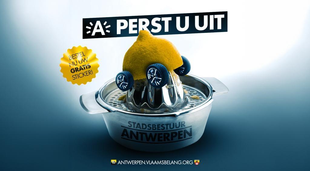 Vlaams Belang lanceert Antwerpse mobiliteits- “citroen” campagne “A perst u uit!”
