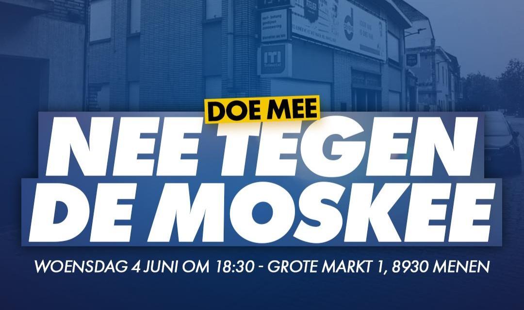 Vlaams Belang voert actie tegen komst islamitische gebedsruimte in Menen