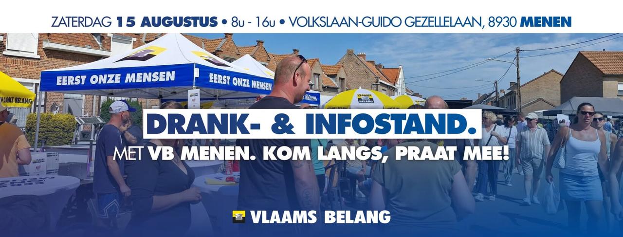 Kom langs op onze drank- & infostand in Menen!