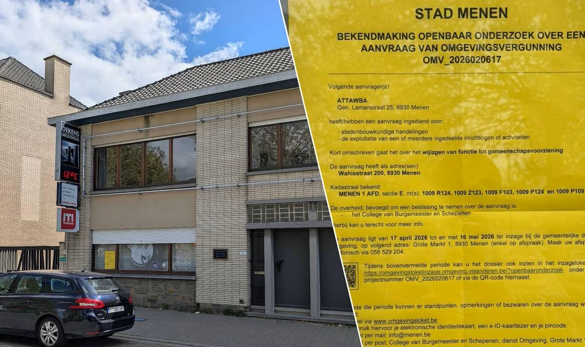 Nieuw hoofdstuk in dossier rond ‘moskee’ in Menen: vzw Attawba dient opnieuw vergunningsaanvraag in