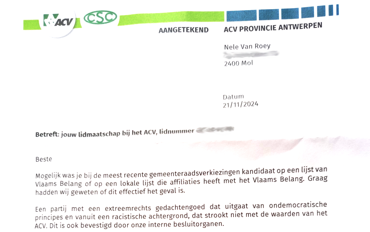 ACV zet lid aan de deur omdat ze deelnam aan de Molse gemeenteraadsverkiezingen