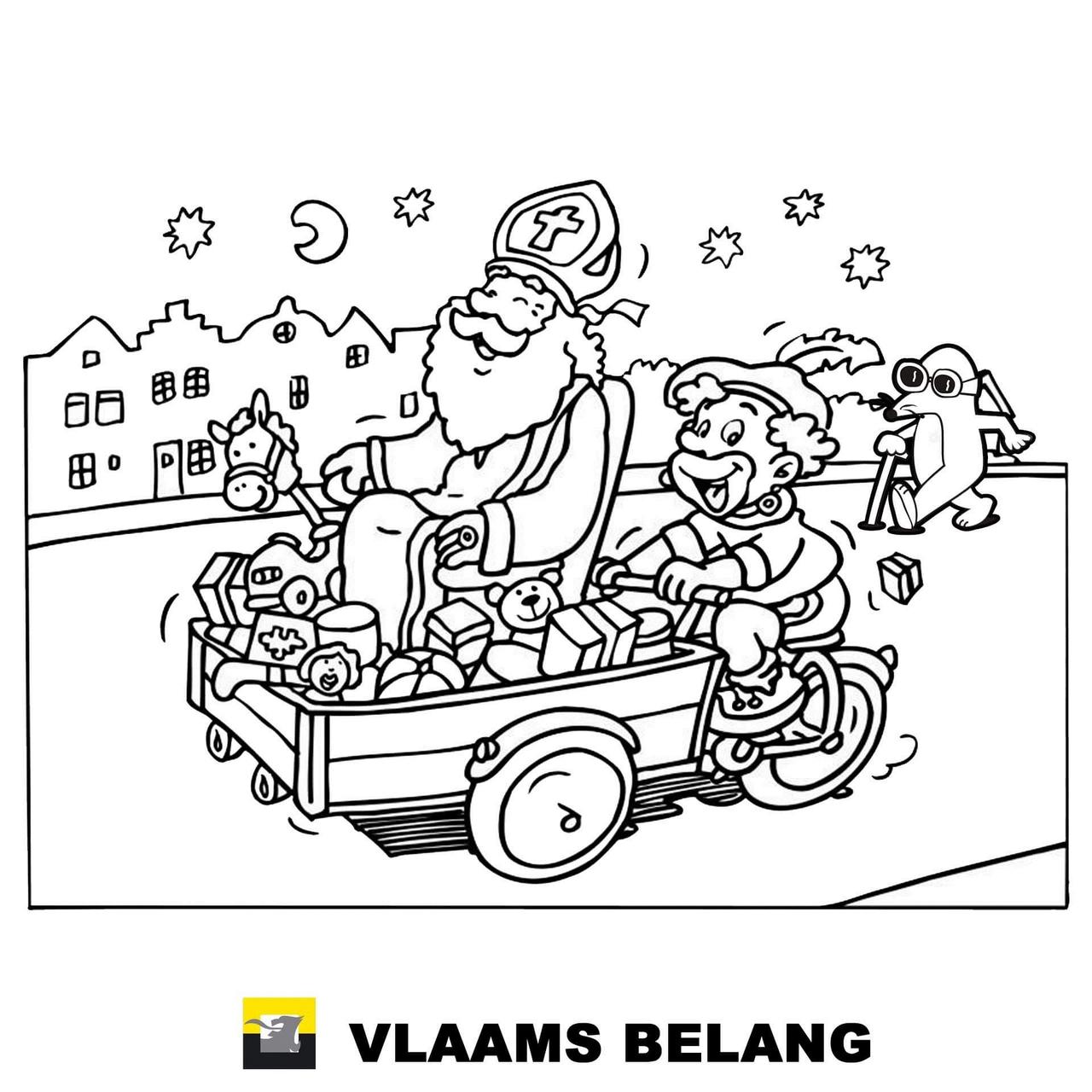 kleurplaat Sint, Piet en Mil