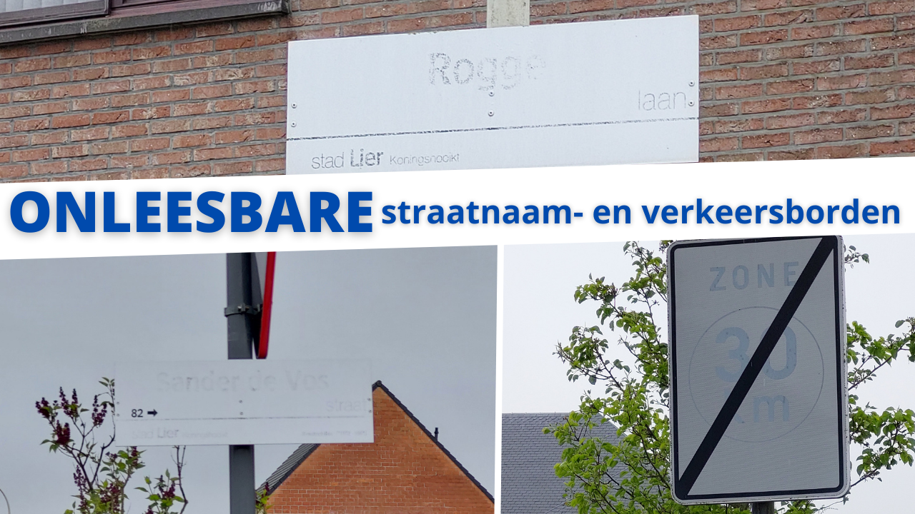 Onleesbare straatnaam- en verkeersborden