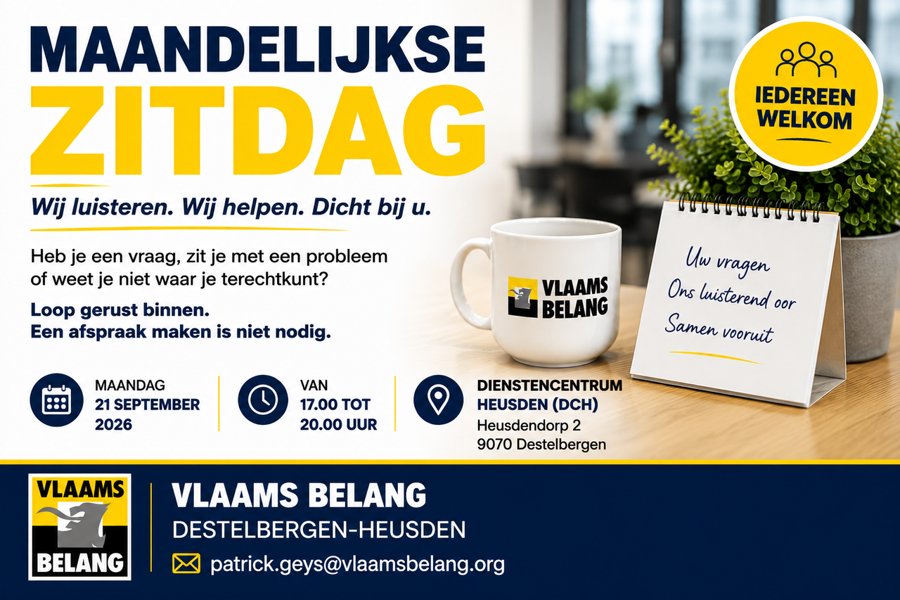 Nieuw, maandelijkse zitdag!!!!