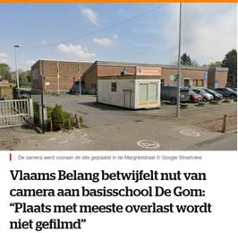 Vlaams Belang betwijfelt nut van camera aan basisschool De Gom: “Plaats met meeste overlast wordt niet gefilmd”