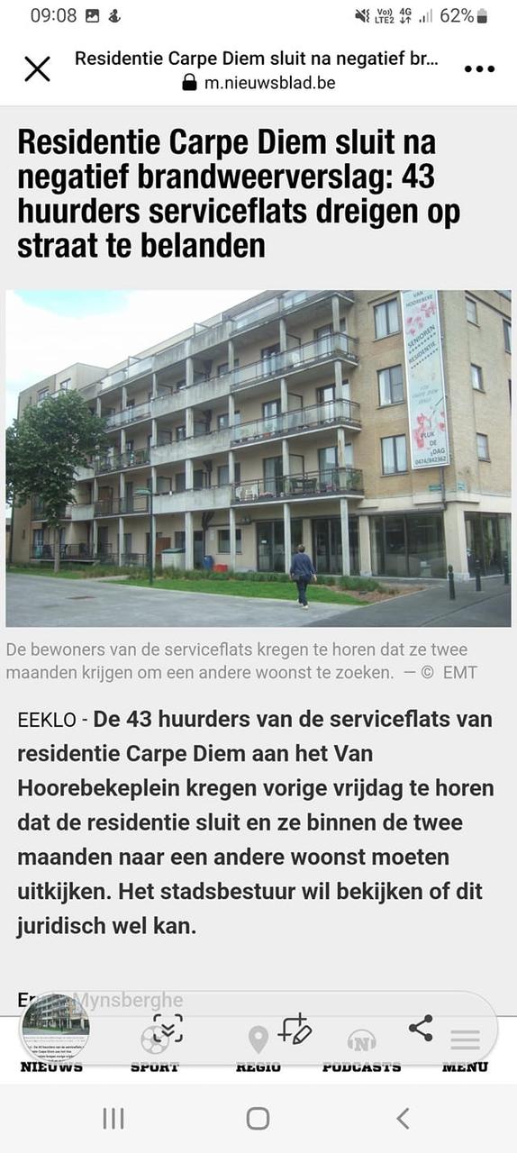 43 oudere Eeklonaars dreigen op straat te belanden 