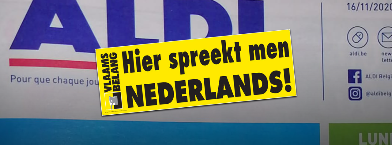 Stuur tweetalige ALDI-folder terug naar afzender, in Balen-Olmen spreken we Nederlands