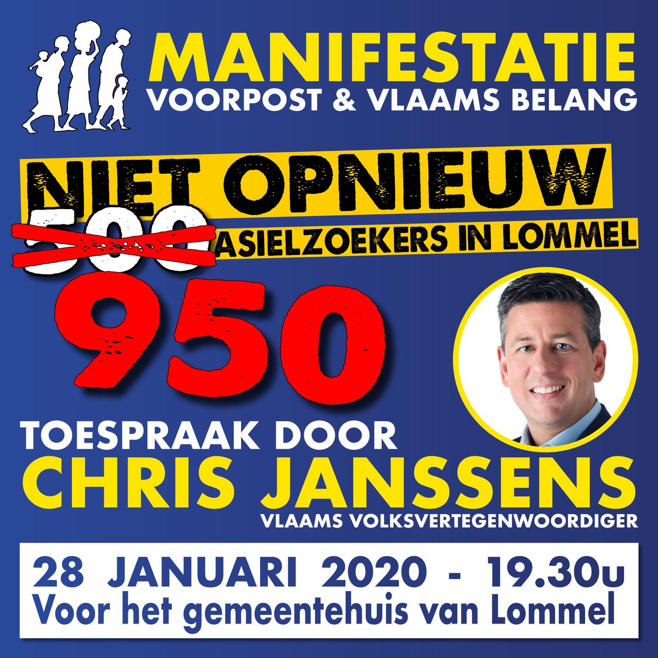 🗣 OPROEP: protestactie tegen de opvang van 950 asielzoekers in Lommel.