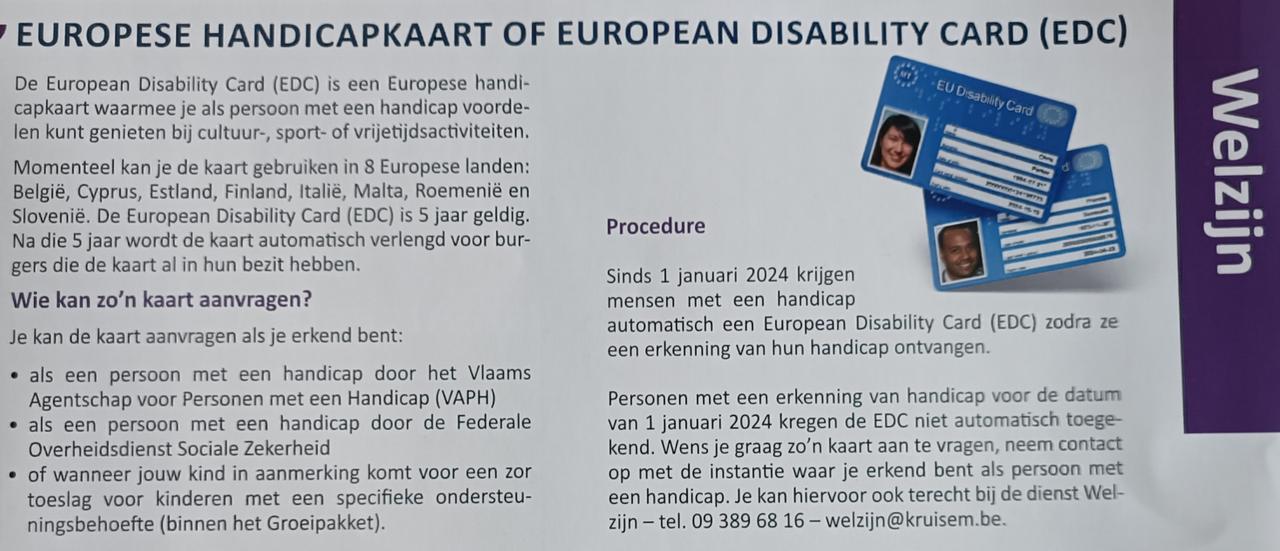 VLAAMS BELANG ZET DE EUROPESE HANDICAPKAART IN KRUISEM IN DE KIJKER!