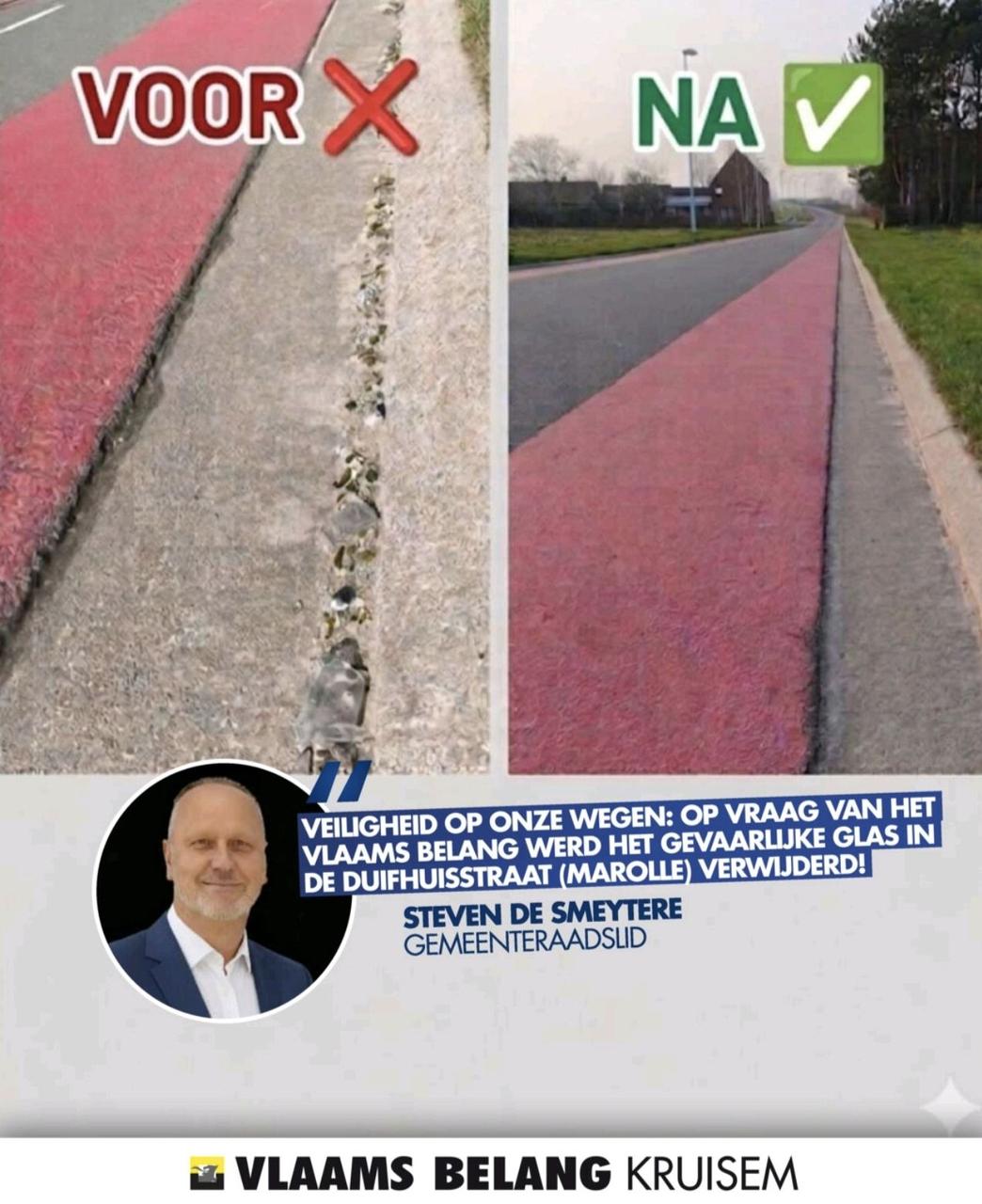 GEVAARLIJK GLAS VERWIJDERD OP VRAAG VAN HET VLAAMS BELANG IN DE MAROLLE!