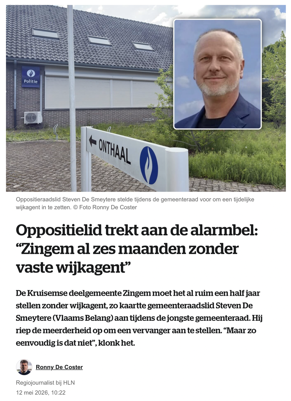 Vlaams Belang Kruisem - persbericht 12 mei 2026