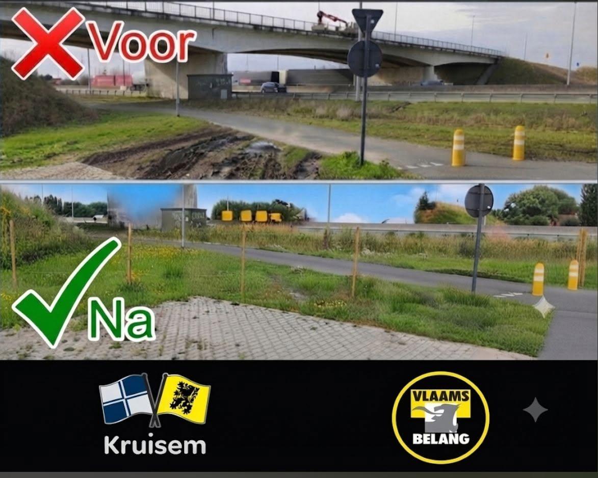Extra paaltjes geplaatst en een draad gespannen in de Leenboslos in Kruishoutem.