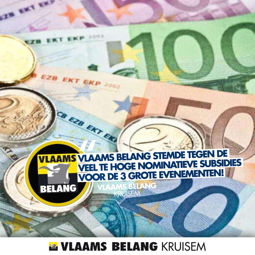VLAAMS BELANG TEGEN VERHOOGDE SUBSIDIES!