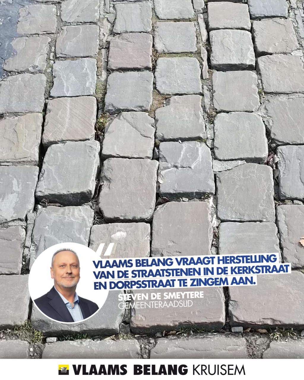 VLAAMS BELANG VRAAGT HERSTELLINGSWERKEN IN DE DORPSSTRAAT EN KERKSTRAAT TE ZINGEM.