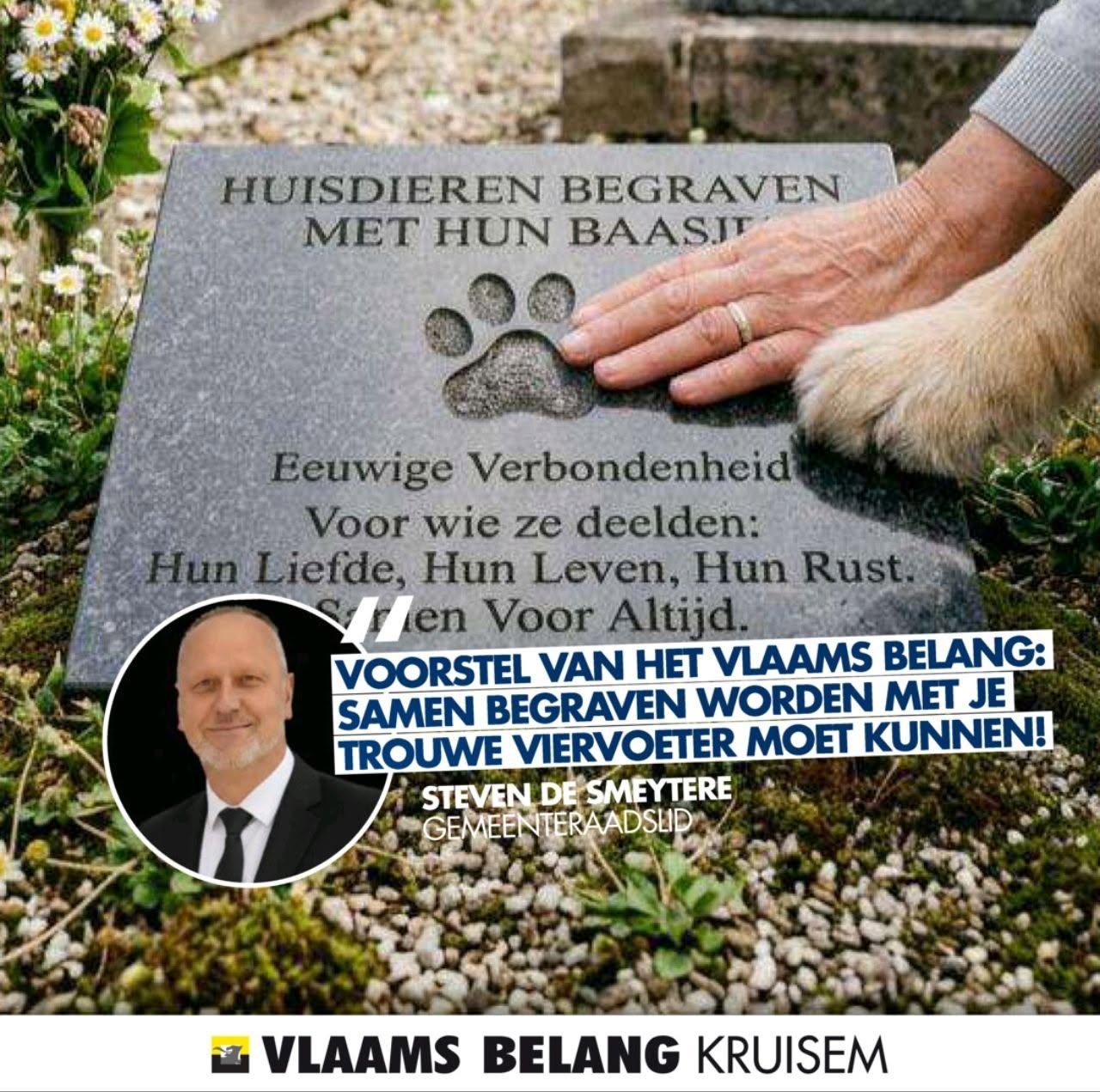 Vlaams Belang Kruisem voorzitter Steven De Smeytere dient voorstel in om huisdieren samen te laten begraven met hun baasje