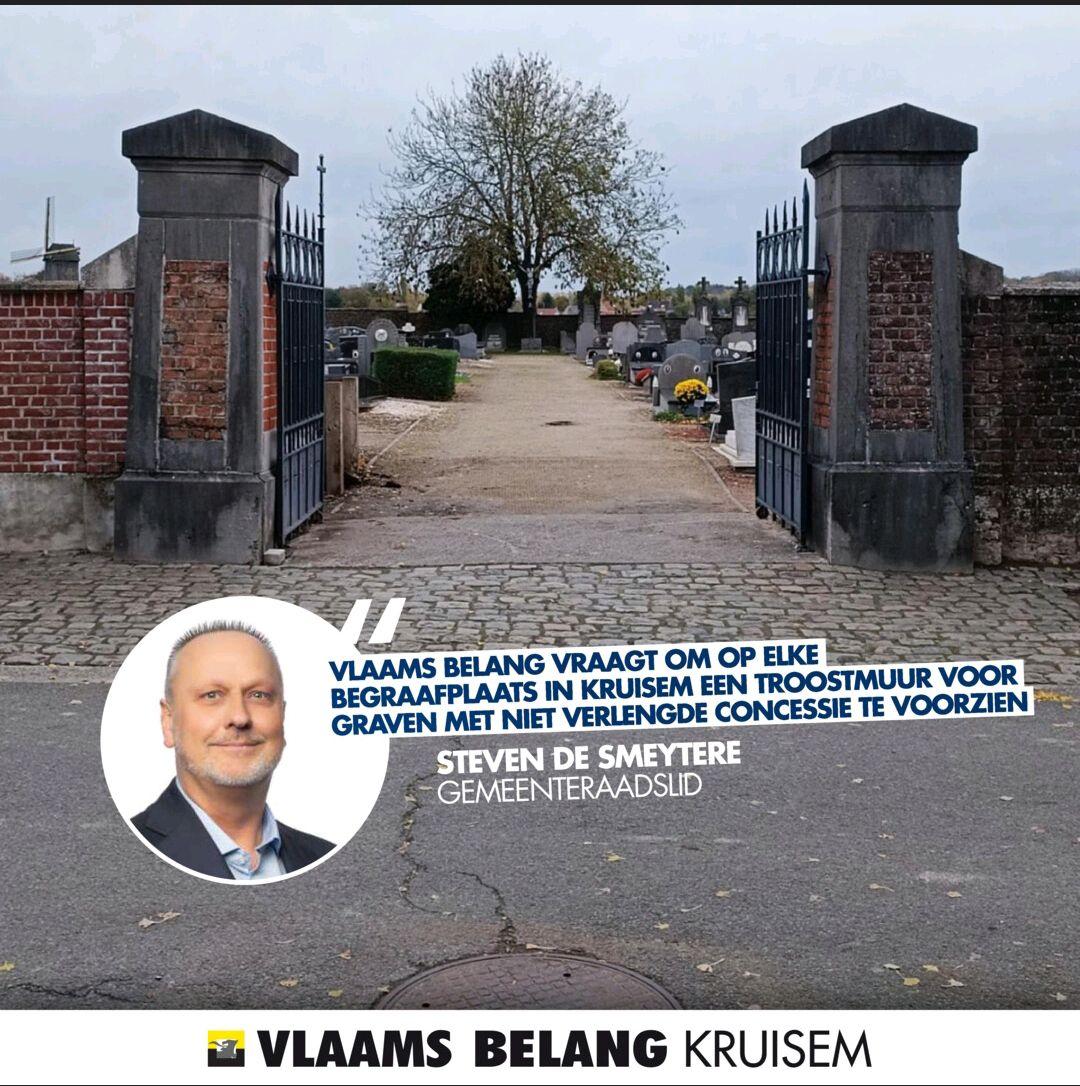 VLAAMS BELANG VRAAGT OM DE TROOSTMUUR TE INTRODUCEREN OP DE BEGRAAFPLAATSEN.