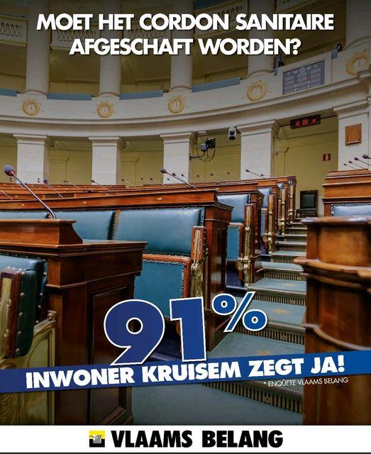 KRUISEMNAREN WILLEN GEEN CORDON TEGEN HET VLAAMS BELANG