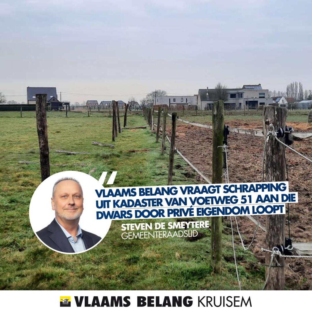 Vlaams Belang vraagt voetweg 51 te Zingem die door privé eigendom loopt te schrappen uit het kadaster!