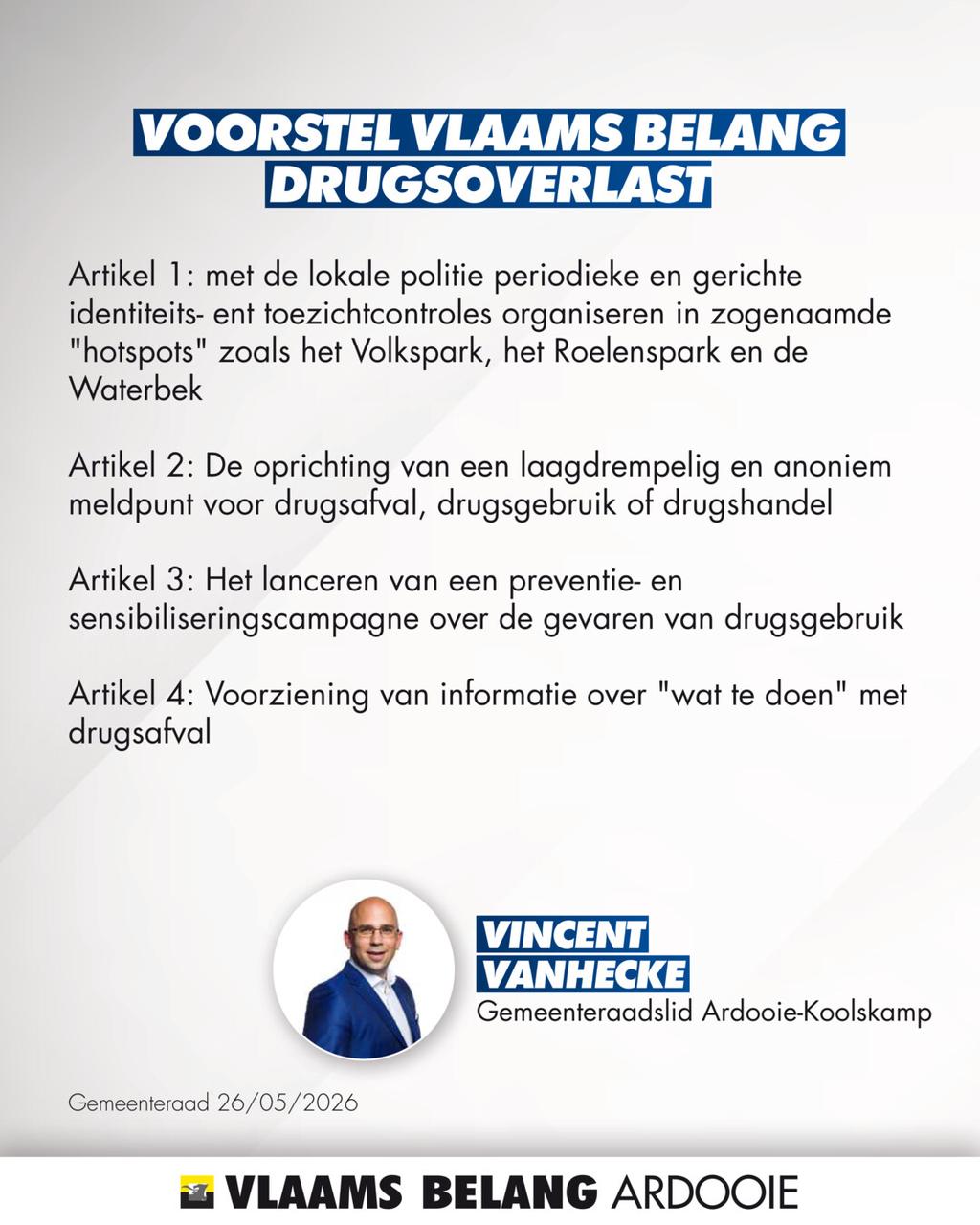 Vlaams Belang dient een voorstel in voor de aanpak van drugsoverlast
