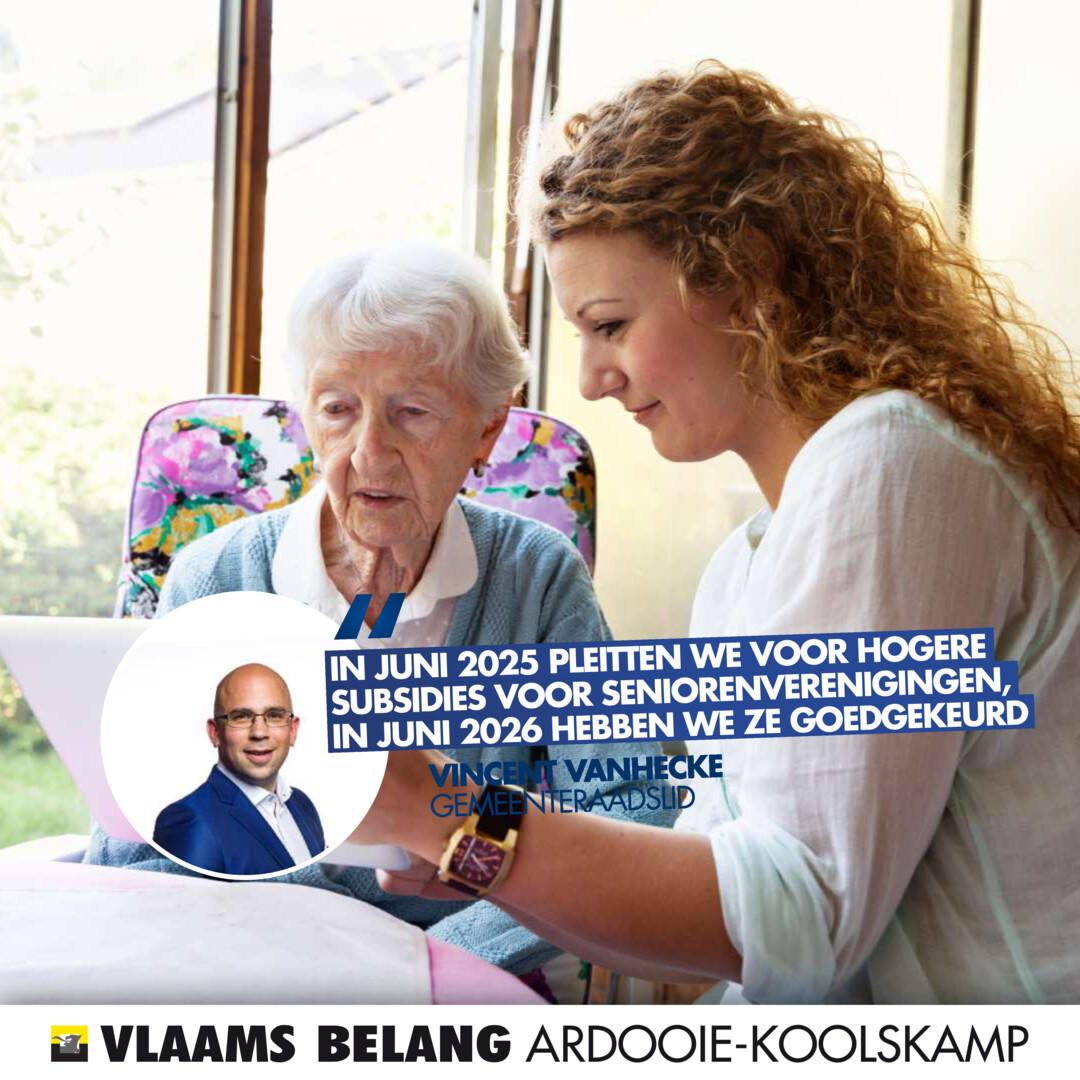 Interpellatie van Vlaams Belang Ardooie leidt tot hogere subsidies voor seniorenverenigingen