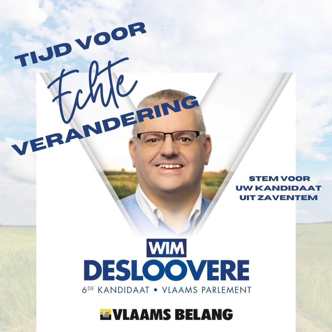 Stem op 9 juni op Wim Desloovere, onze enige kandidaat uit Zaventem – 6de plaats Vlaams-Parlement.