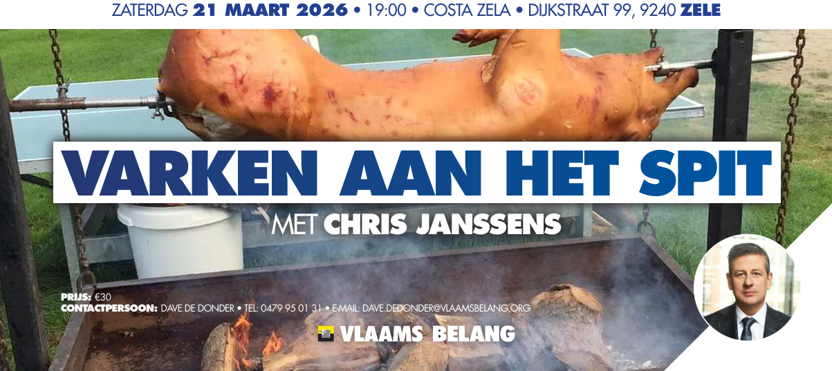 Vlaams Belang Zele nodigt jullie uit voor ons varken aan het spit.