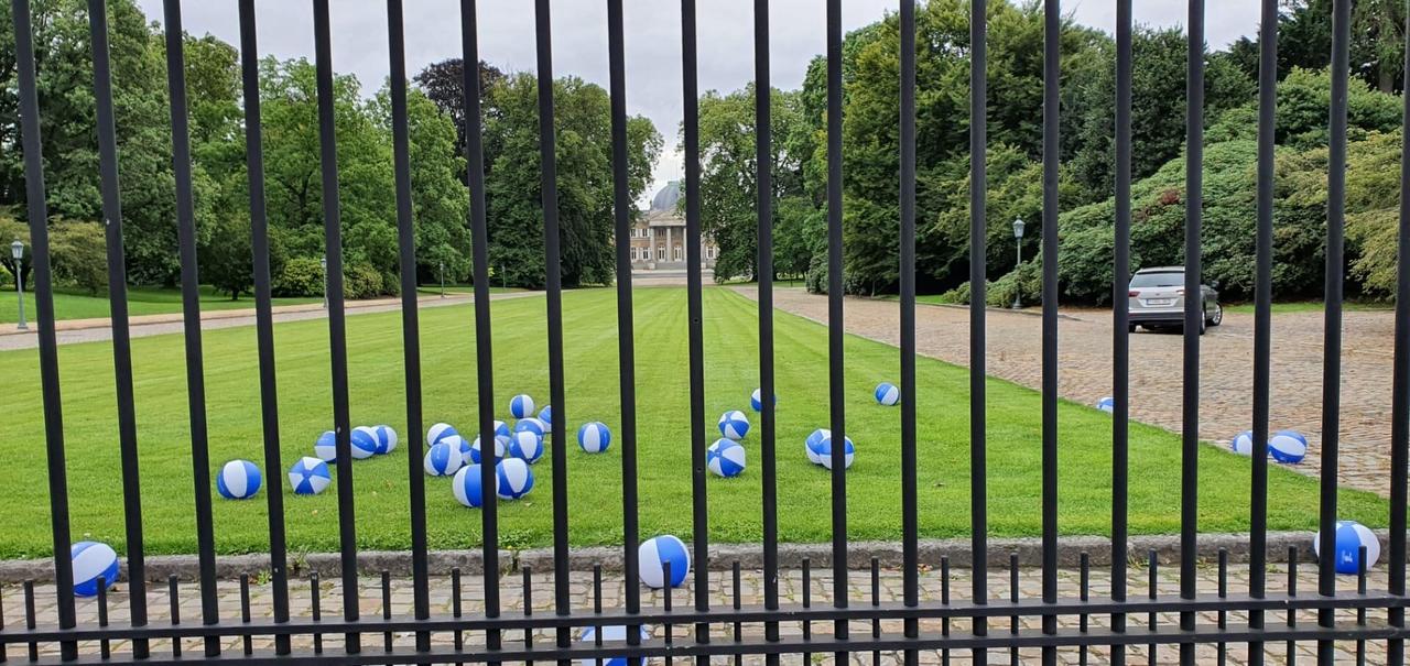 VBJ gooit strandballen in koninklijke tuin in Laken: “Waarom mogen we hier onze ballen niet terughalen?” 