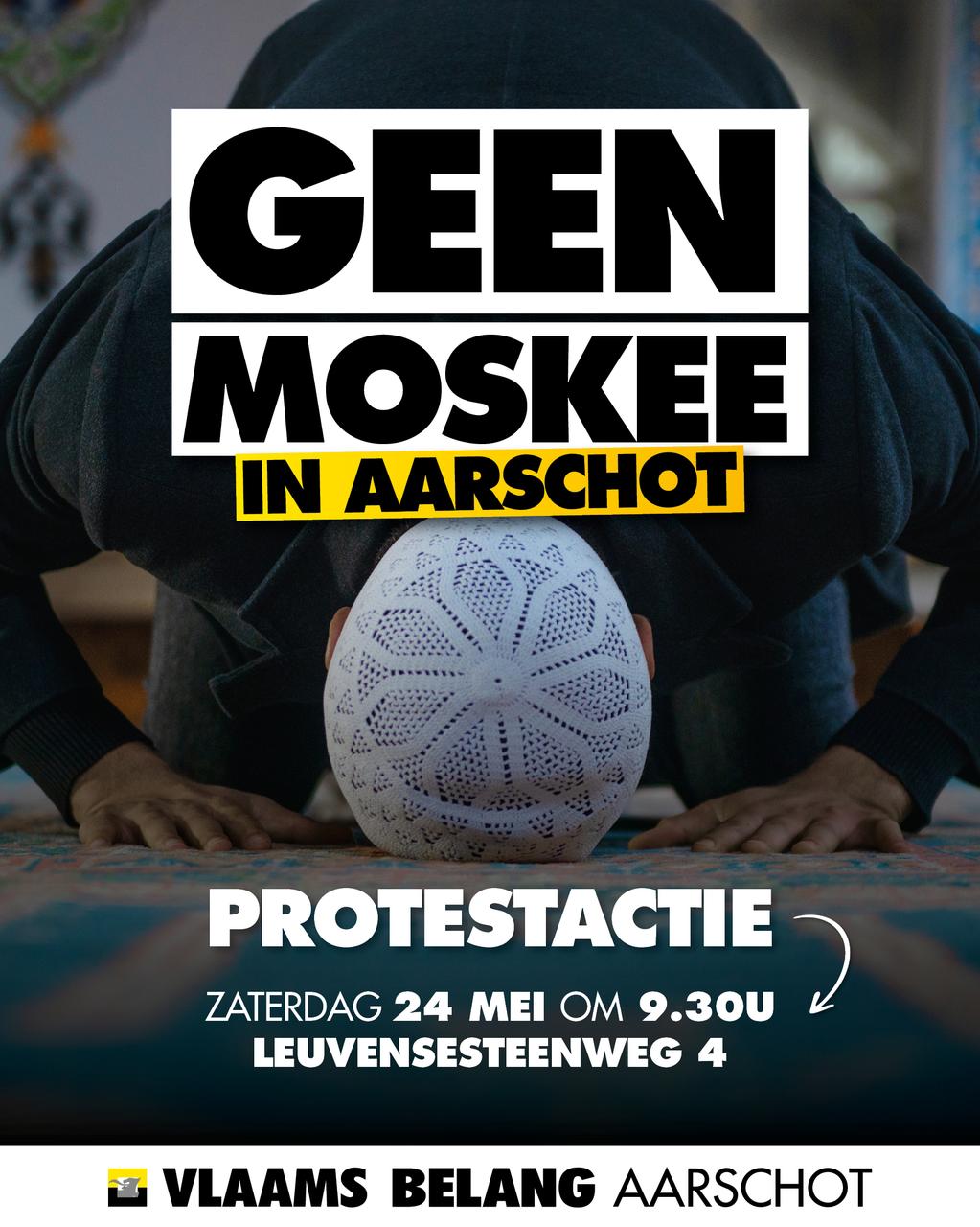 A.s. zaterdag, spandoekactie tegen komst Islamitische 'gebedsruimte' in Aarschot