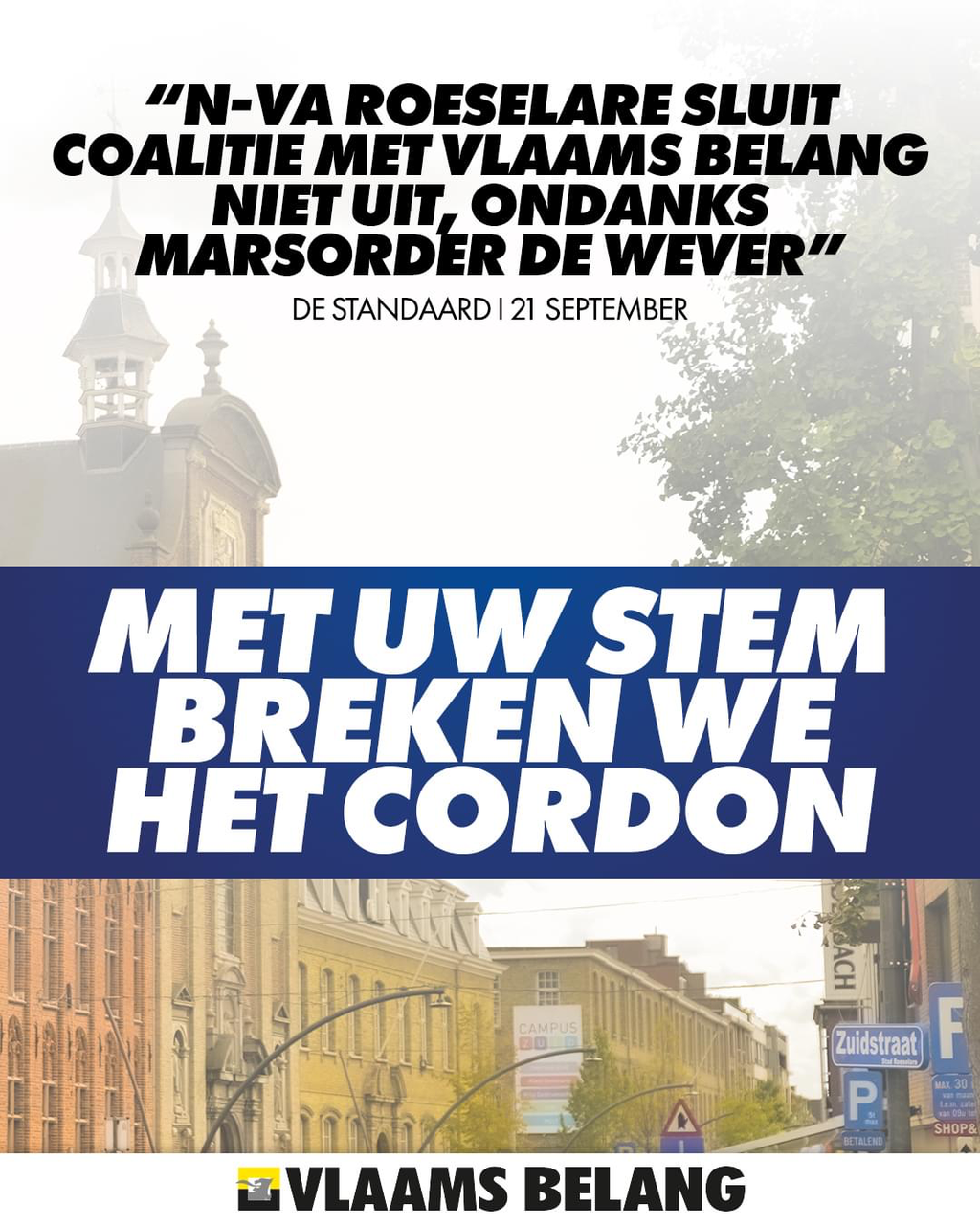 De geesten beginnen te rijpen.  Weg met het cordon, ook in Willebroek!