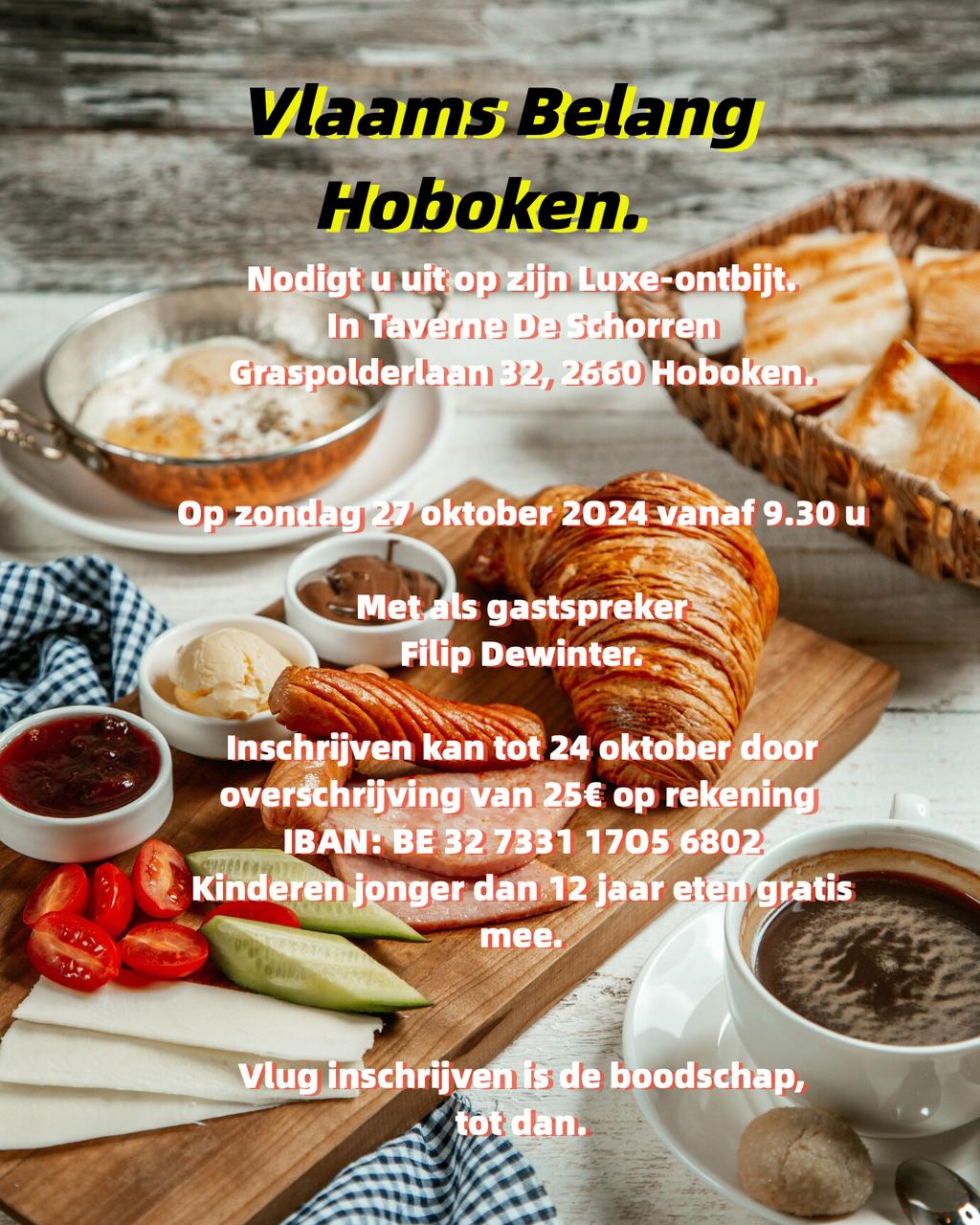 Vlaams Belang Hoboken uitnodiging Luxe-ontbijt 